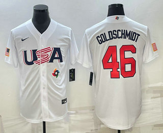Mens USA Baseball #46 Paul Goldschmidt 2023 White World Baseball Classic Stitched Jersey->2023 world baseball classic->MLB Jersey